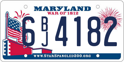 MD license plate 6BJ4182