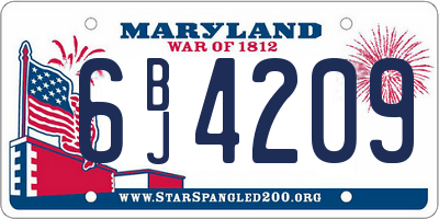 MD license plate 6BJ4209