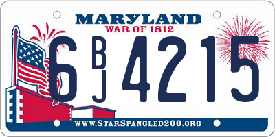 MD license plate 6BJ4215
