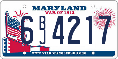 MD license plate 6BJ4217
