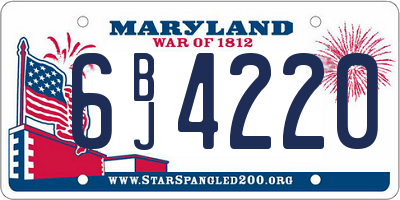 MD license plate 6BJ4220