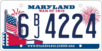 MD license plate 6BJ4224