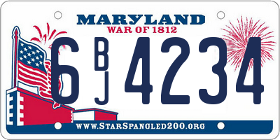 MD license plate 6BJ4234