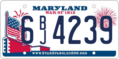 MD license plate 6BJ4239