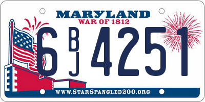 MD license plate 6BJ4251