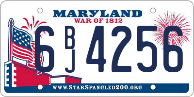 MD license plate 6BJ4256