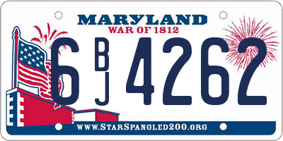 MD license plate 6BJ4262