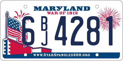 MD license plate 6BJ4281