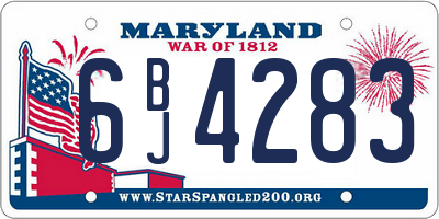 MD license plate 6BJ4283