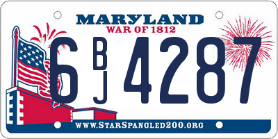 MD license plate 6BJ4287