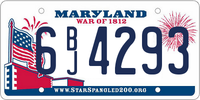MD license plate 6BJ4293