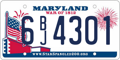 MD license plate 6BJ4301