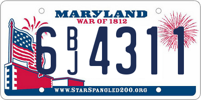 MD license plate 6BJ4311