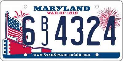 MD license plate 6BJ4324