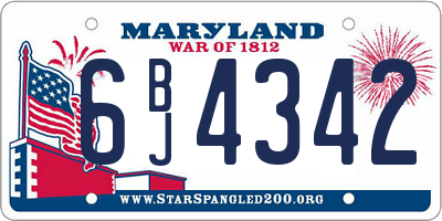 MD license plate 6BJ4342