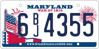 MD license plate 6BJ4355