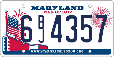 MD license plate 6BJ4357