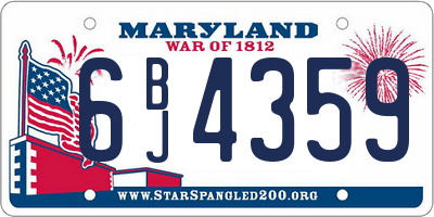 MD license plate 6BJ4359