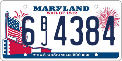 MD license plate 6BJ4384