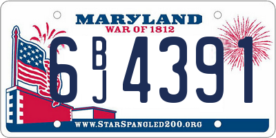 MD license plate 6BJ4391