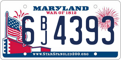 MD license plate 6BJ4393