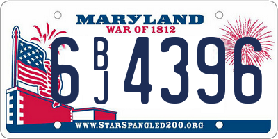 MD license plate 6BJ4396