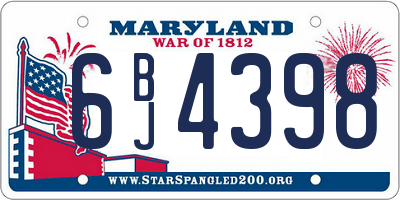 MD license plate 6BJ4398