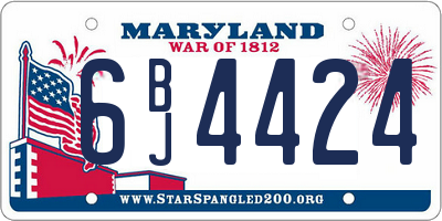 MD license plate 6BJ4424
