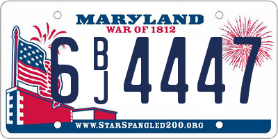 MD license plate 6BJ4447