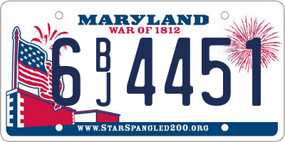 MD license plate 6BJ4451