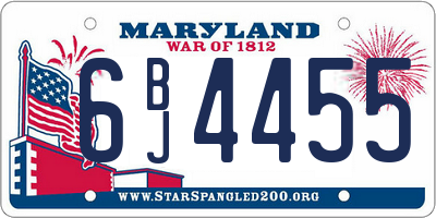 MD license plate 6BJ4455