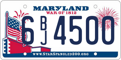 MD license plate 6BJ4500