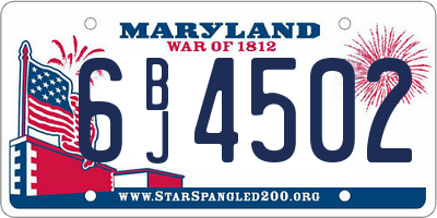 MD license plate 6BJ4502