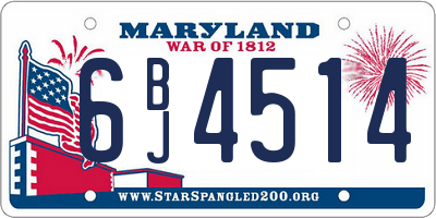 MD license plate 6BJ4514