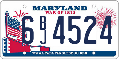 MD license plate 6BJ4524