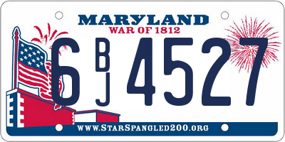 MD license plate 6BJ4527