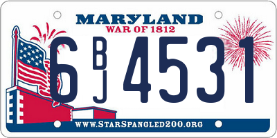 MD license plate 6BJ4531