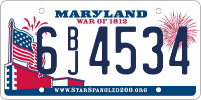 MD license plate 6BJ4534
