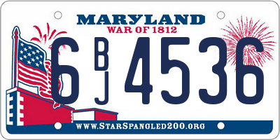 MD license plate 6BJ4536