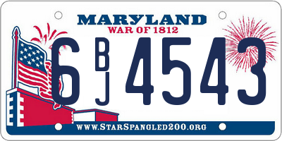 MD license plate 6BJ4543