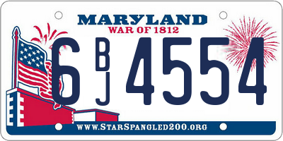 MD license plate 6BJ4554