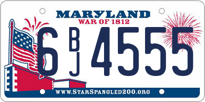 MD license plate 6BJ4555