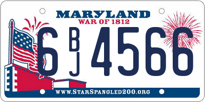 MD license plate 6BJ4566