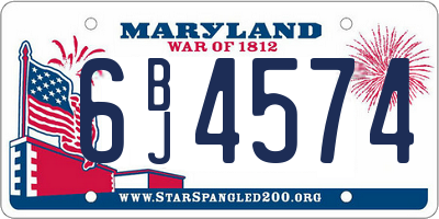 MD license plate 6BJ4574