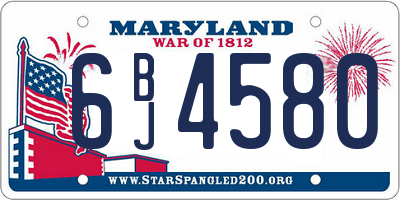 MD license plate 6BJ4580