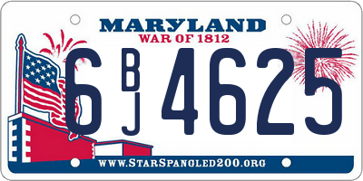 MD license plate 6BJ4625