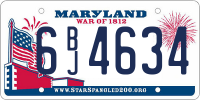 MD license plate 6BJ4634
