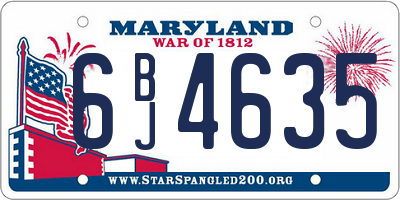 MD license plate 6BJ4635