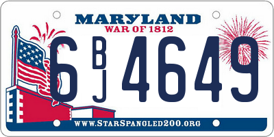 MD license plate 6BJ4649