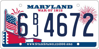 MD license plate 6BJ4672
